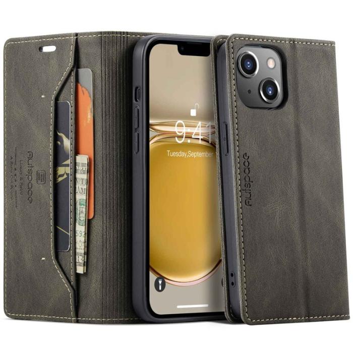 AUTSPACE - AUTSPACE A01 iPhone 14 Plus Fodral PU Läder - Kaffe