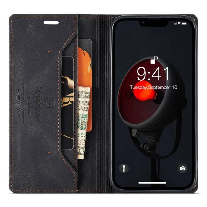 AUTSPACE - AUTSPACE A01 iPhone 14 Plus Fodral PU Läder - Svart