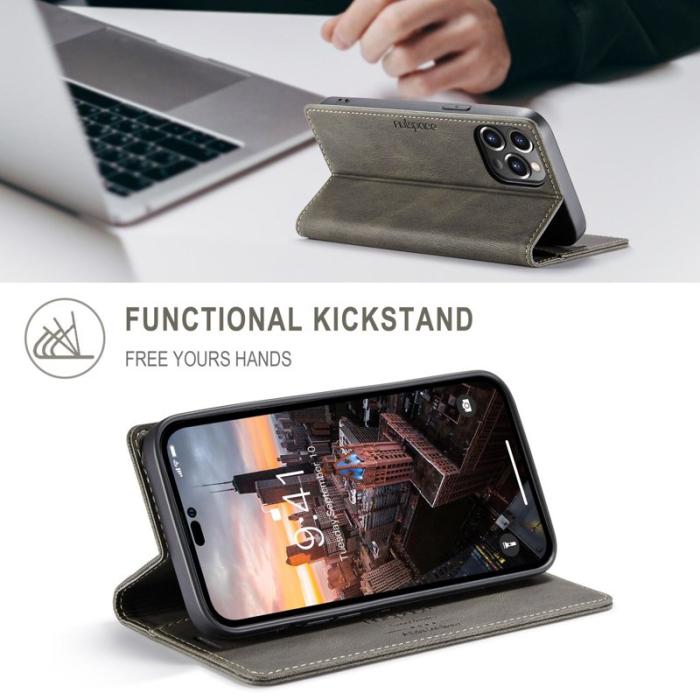 AUTSPACE - AUTSPACE A01 iPhone 14 Pro Fodral Äkta läder - Kaffe