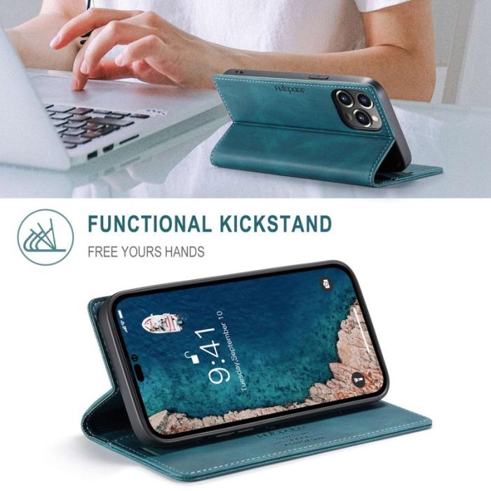 AUTSPACE - AUTSPACE A01 iPhone 14 Pro Fodral Retro Matte PU Läder - Blå