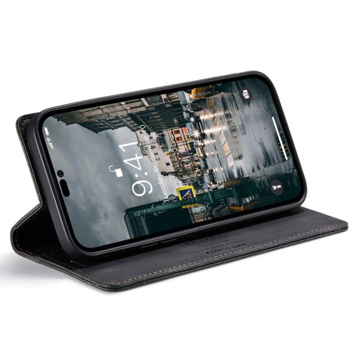 AUTSPACE - AUTSPACE A01 iPhone 14 Pro Fodral Retro Matte PU Läder - Svart