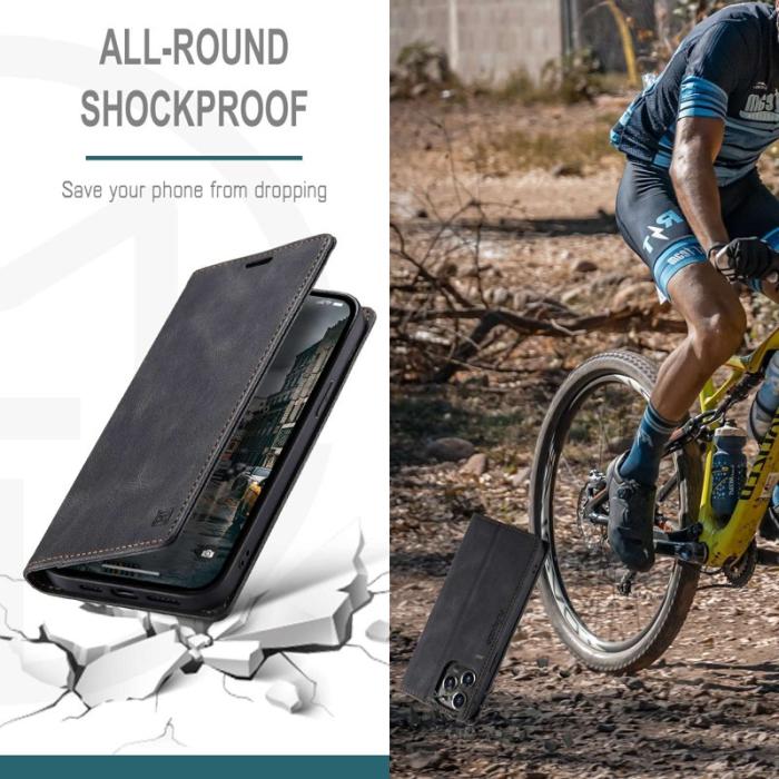 AUTSPACE - AUTSPACE A01 iPhone 14 Pro Fodral Retro Matte PU Läder - Svart