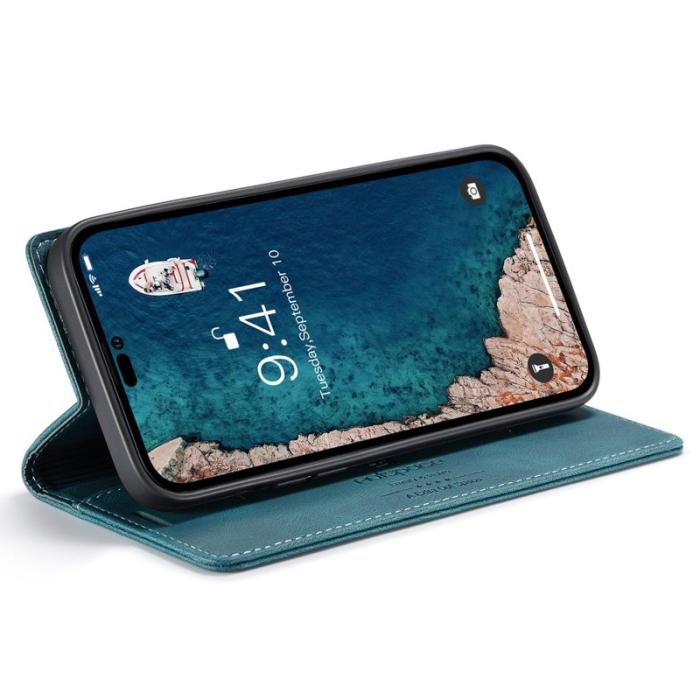 AUTSPACE - AUTSPACE A01 iPhone 14 Pro Max Fodral Retro Matte PU - Blå