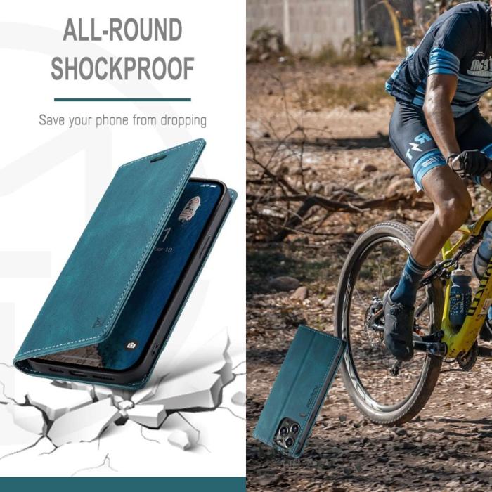 AUTSPACE - AUTSPACE A01 iPhone 14 Pro Max Fodral Retro Matte PU - Blå