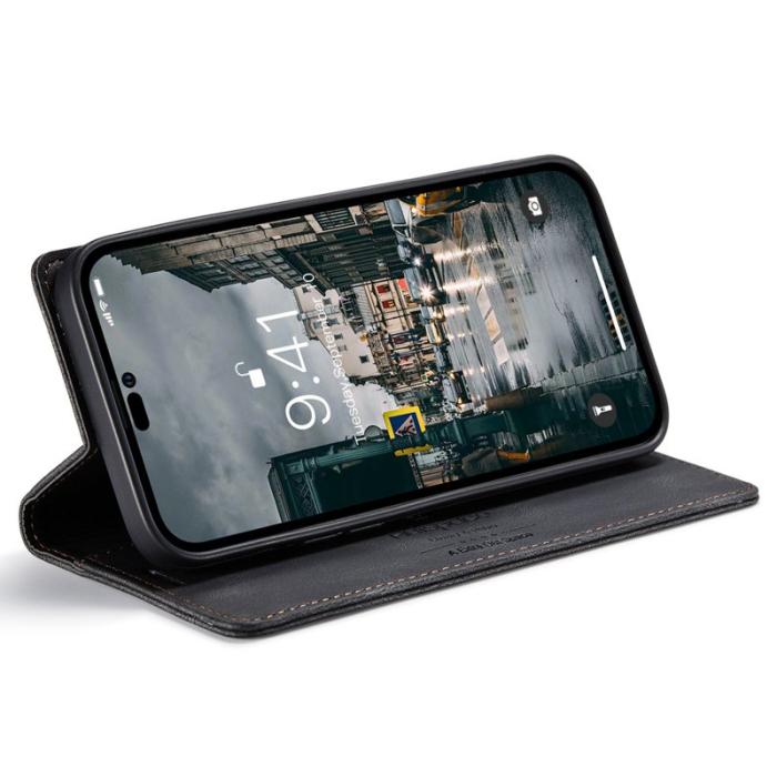 AUTSPACE - AUTSPACE A01 iPhone 14 Pro Max Fodral Retro Matte PU - Svart