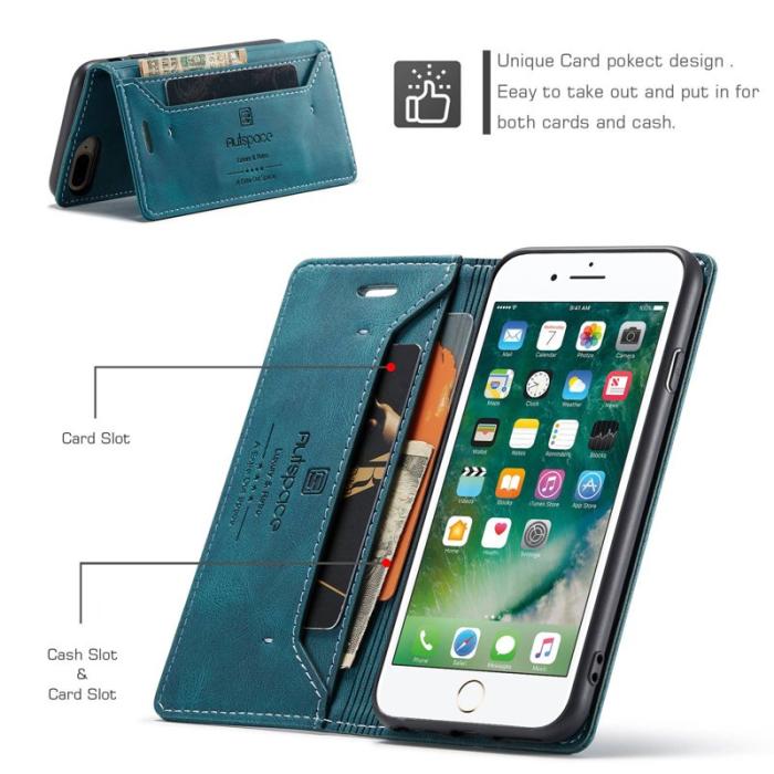 AUTSPACE - AUTSPACE A01 iPhone 6/7/8 Plus Fodral PU Läder - Blå