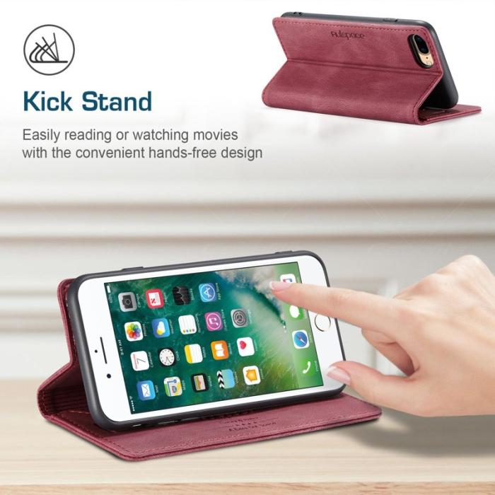 AUTSPACE - AUTSPACE A01 iPhone 6/7/8 Plus Fodral PU Läder - Röd