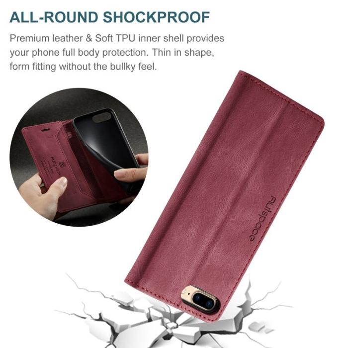 AUTSPACE - AUTSPACE A01 iPhone 6/7/8 Plus Fodral PU Läder - Röd