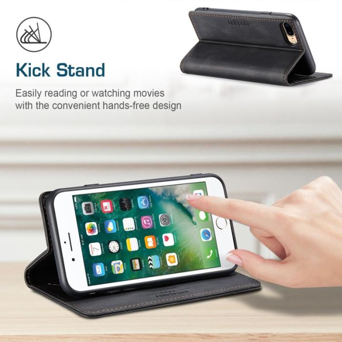 AUTSPACE - AUTSPACE A01 iPhone 6/7/8 Plus Fodral PU Läder - Svart