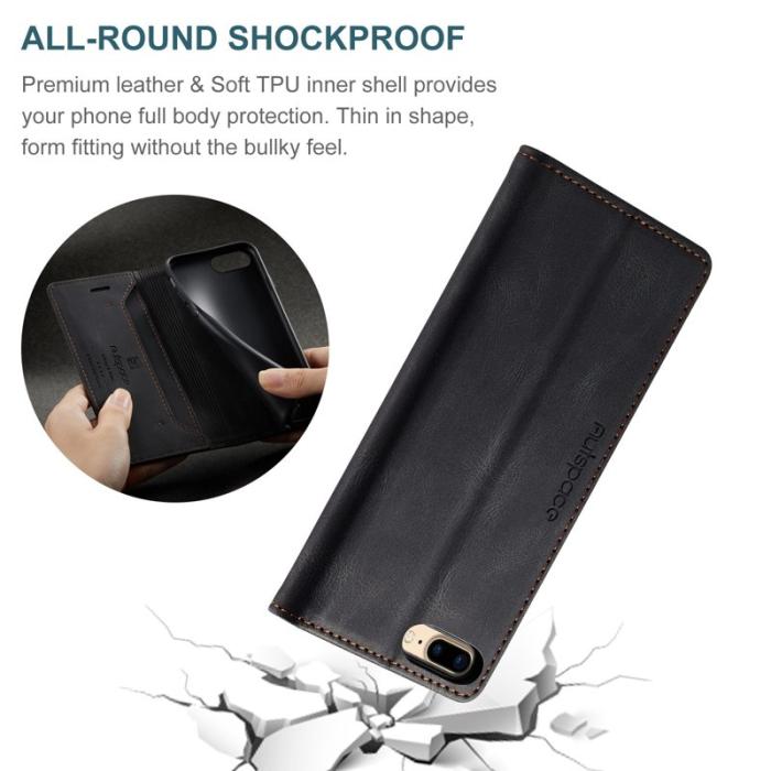 AUTSPACE - AUTSPACE A01 iPhone 6/7/8 Plus Fodral PU Läder - Svart