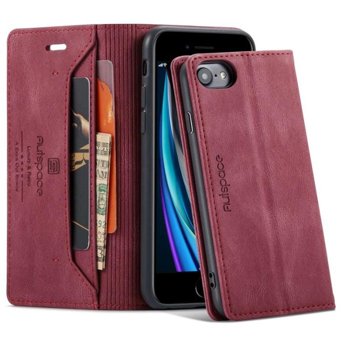AUTSPACE - AUTSPACE A01 iPhone 6/7/8/SE (2020) Fodral PU Läder - Röd