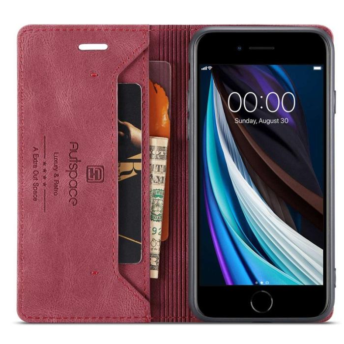 AUTSPACE - AUTSPACE A01 iPhone 6/7/8/SE (2020) Fodral PU Läder - Röd