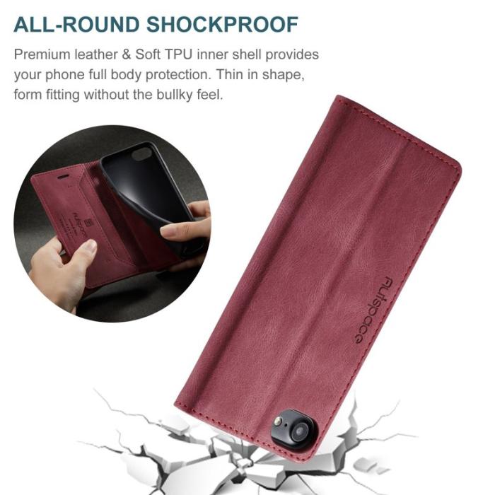 AUTSPACE - AUTSPACE A01 iPhone 6/7/8/SE (2020) Fodral PU Läder - Röd