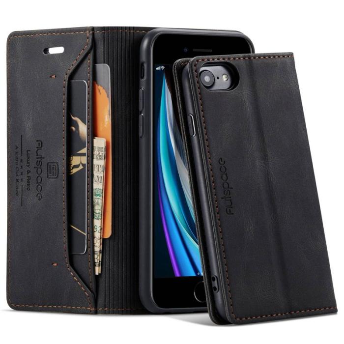 AUTSPACE - AUTSPACE A01 iPhone 6/7/8/SE (2020) Fodral PU Läder - Svart