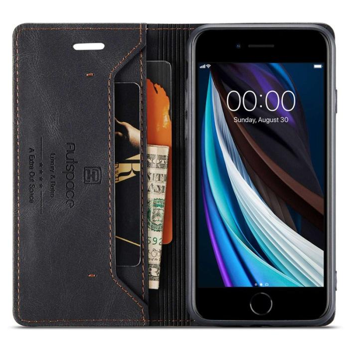 AUTSPACE - AUTSPACE A01 iPhone 6/7/8/SE (2020) Fodral PU Läder - Svart