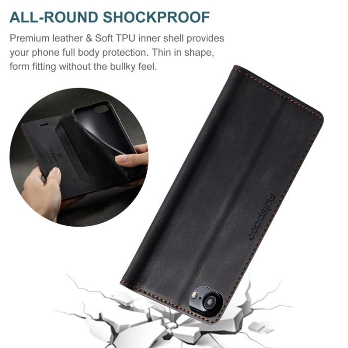 AUTSPACE - AUTSPACE A01 iPhone 6/7/8/SE (2020) Fodral PU Läder - Svart