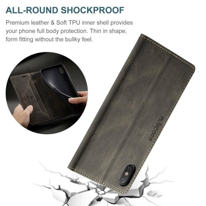 AUTSPACE - AUTSPACE A01 iPhone X / XS Fodral i PU-läder - Kaffe