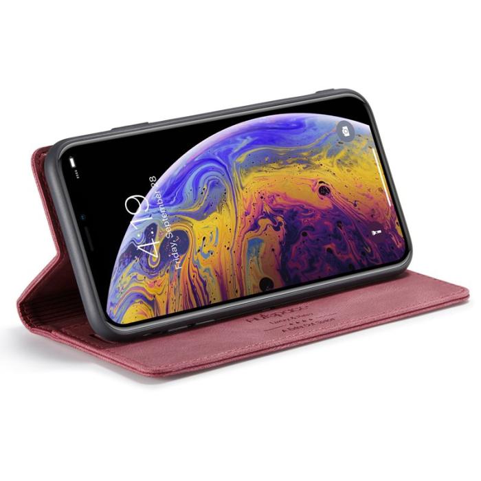 AUTSPACE - AUTSPACE A01 iPhone X/XS Fodral PU Läder - RFID Blocker - Röd