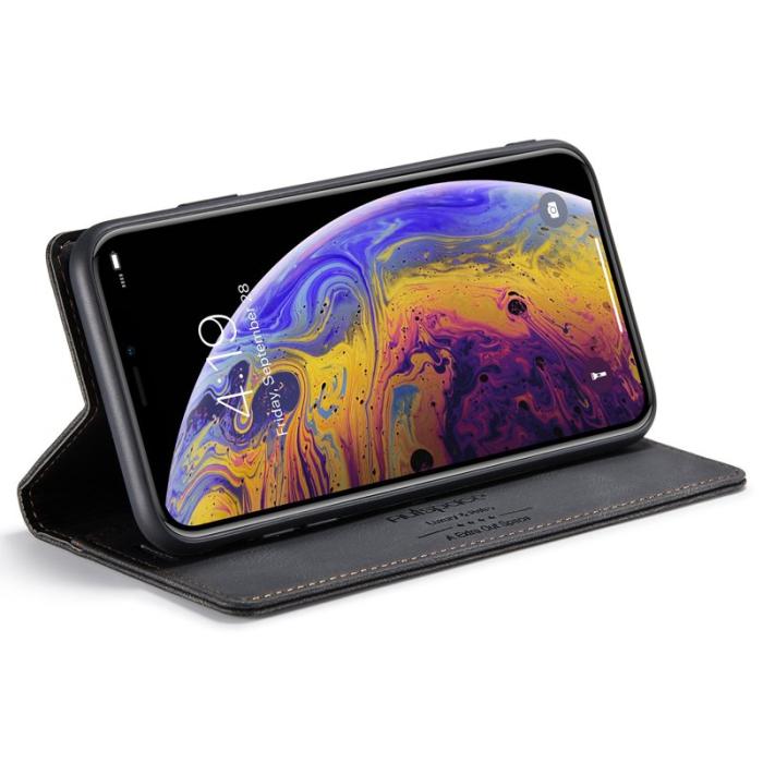 AUTSPACE - AUTSPACE A01 iPhone X/XS Fodral PU Läder - Svart