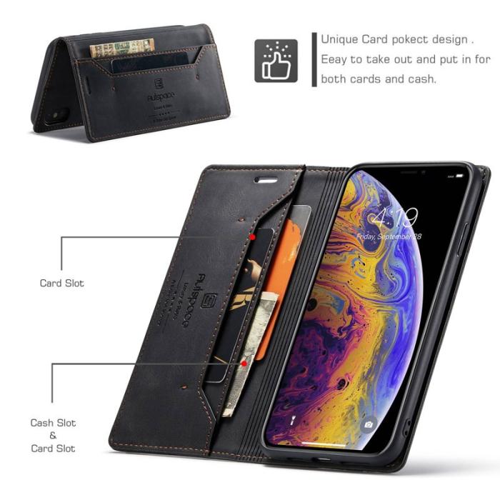 AUTSPACE - AUTSPACE A01 iPhone X/XS Fodral PU Läder - Svart