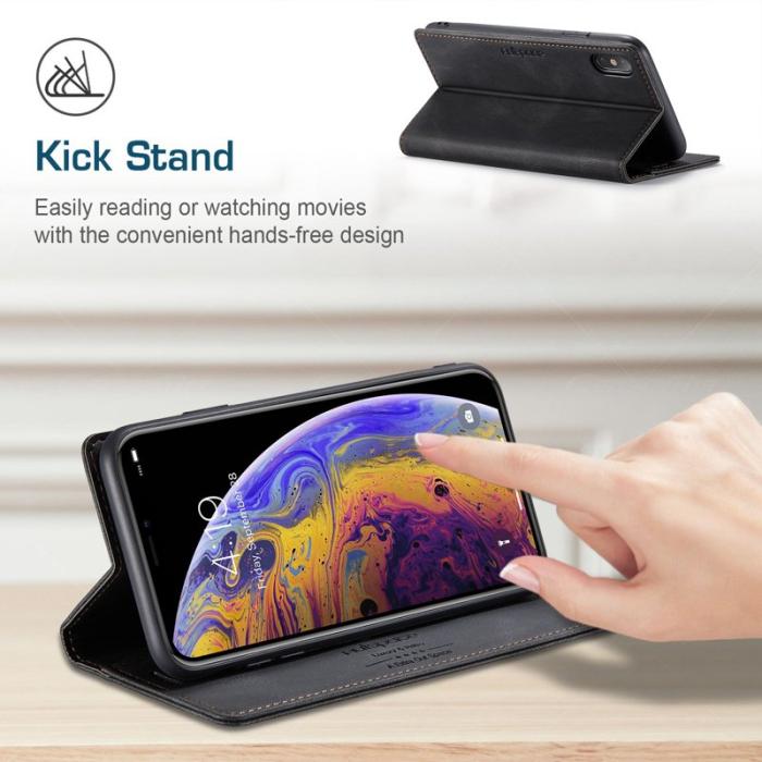 AUTSPACE - AUTSPACE A01 iPhone X/XS Fodral PU Läder - Svart