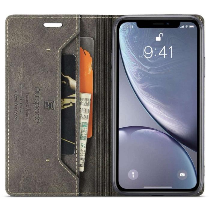 AUTSPACE - AUTSPACE A01 iPhone XR Fodral i PU-läder - Kaffe