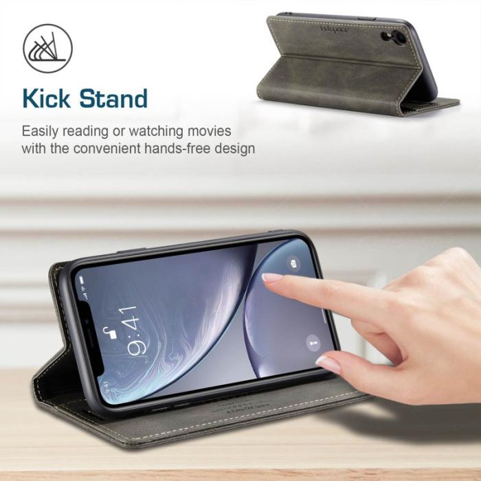 AUTSPACE - AUTSPACE A01 iPhone XR Fodral i PU-läder - Kaffe