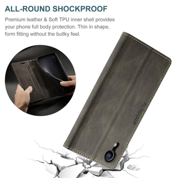 AUTSPACE - AUTSPACE A01 iPhone XR Fodral i PU-läder - Kaffe