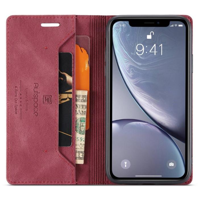 AUTSPACE - AUTSPACE A01 iPhone XR Fodral i PU-läder - Röd