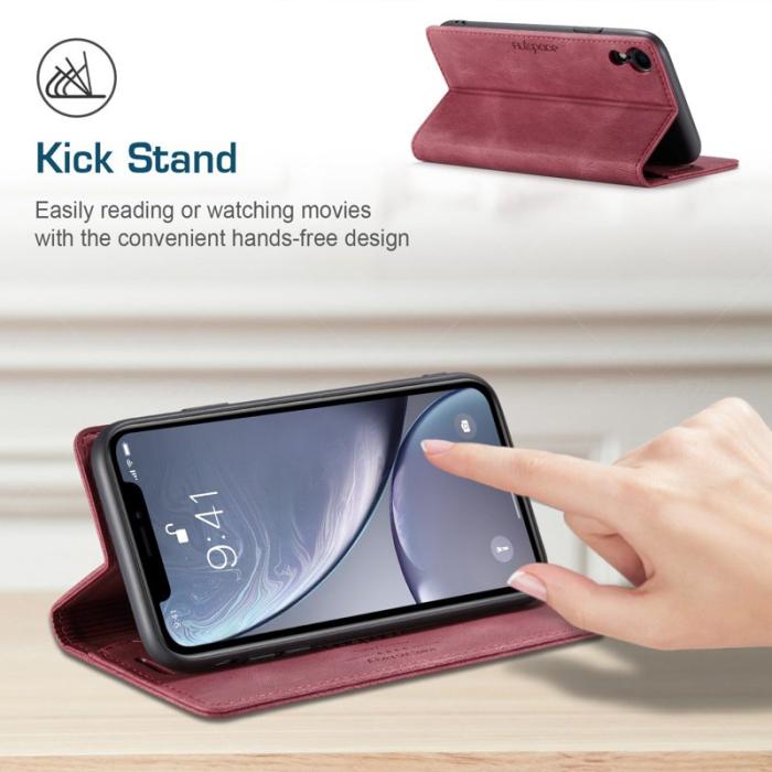 AUTSPACE - AUTSPACE A01 iPhone XR Fodral i PU-läder - Röd