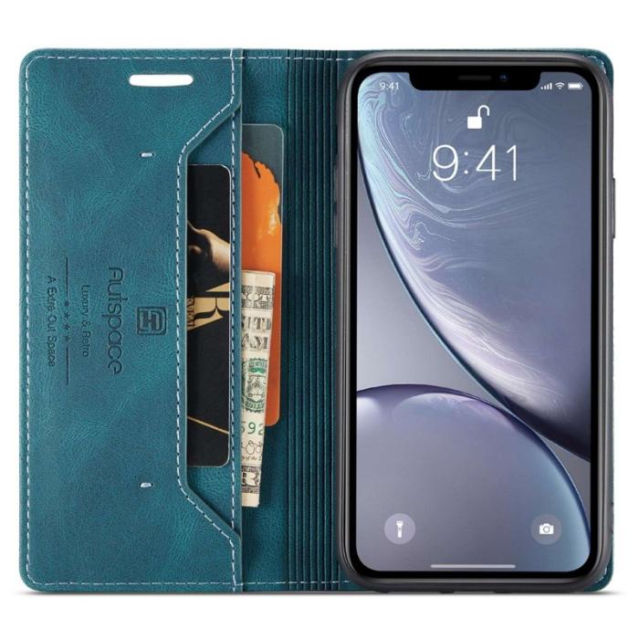 AUTSPACE - AUTSPACE A01 iPhone XR Fodral PU Läder - Blå