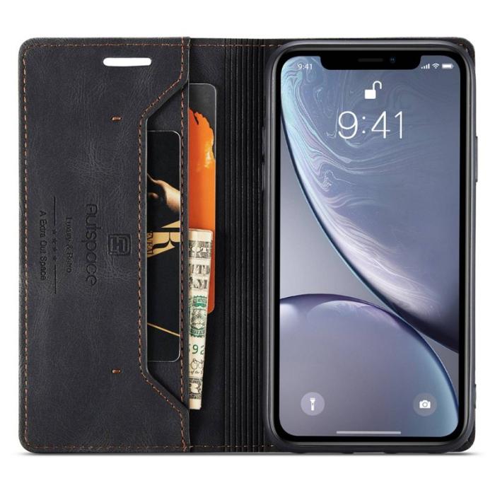 AUTSPACE - AUTSPACE A01 iPhone XR Fodral PU Läder - Svart