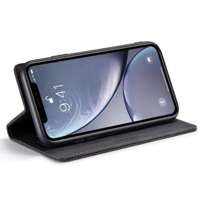 AUTSPACE - AUTSPACE A01 iPhone XR Fodral PU Läder - Svart