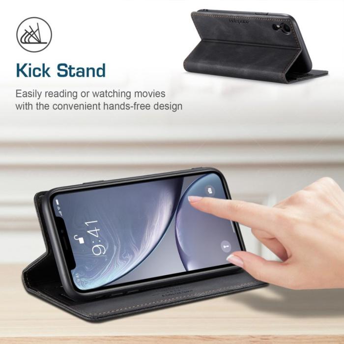 AUTSPACE - AUTSPACE A01 iPhone XR Fodral PU Läder - Svart