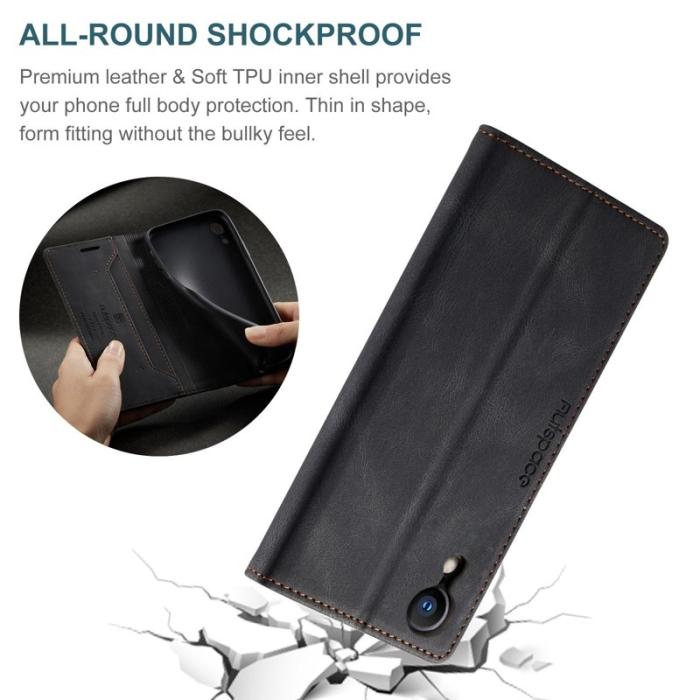 AUTSPACE - AUTSPACE A01 iPhone XR Fodral PU Läder - Svart