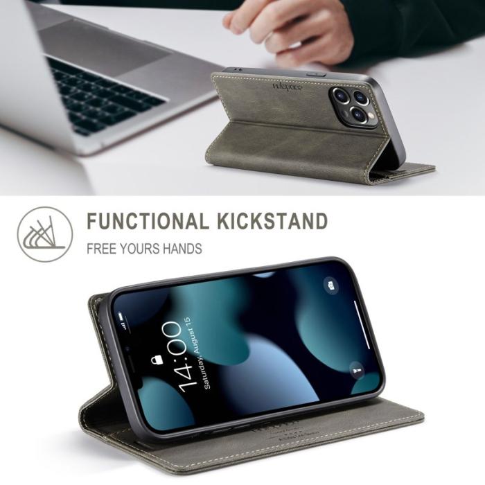 AUTSPACE - AUTSPACE A01 Retro Matte Läderfodral med RFID - Kaffe