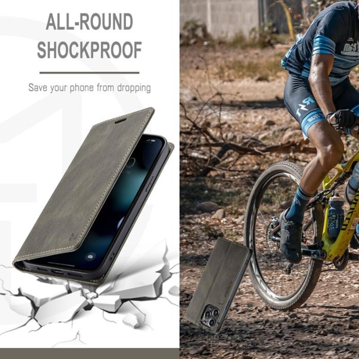 AUTSPACE - AUTSPACE A01 Retro Matte Läderfodral med RFID - Kaffe