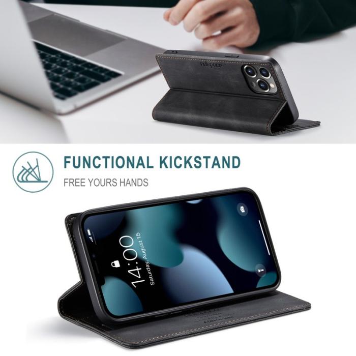 AUTSPACE - AUTSPACE A01 Retro Matte Läderfodral med RFID - Svart