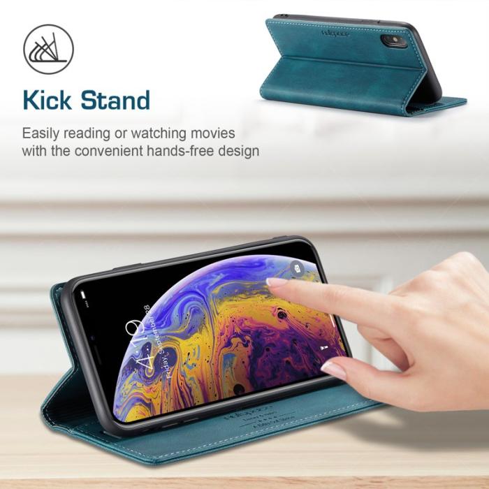 AUTSPACE - AUTSPACE A01 RFID Blocking Fodral i Äkta Läder - Blå