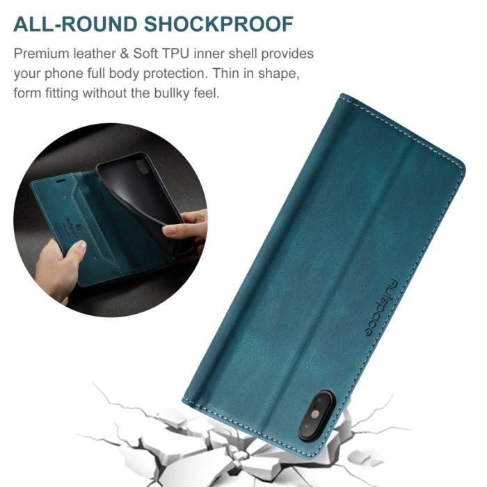 AUTSPACE - AUTSPACE A01 RFID Blocking Fodral i Äkta Läder - Blå