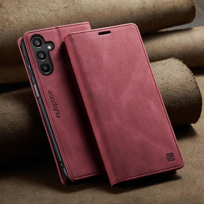 AUTSPACE - AUTSPACE A01 Samsung Galaxy A16 5G Wallet Fodral Äkta läder - Röd