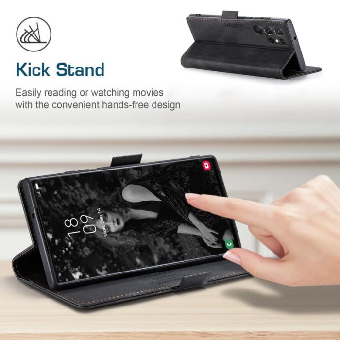 AUTSPACE - AUTSPACE A01 Samsung Galaxy S22 Ultra Fodral PU Läder - Svart