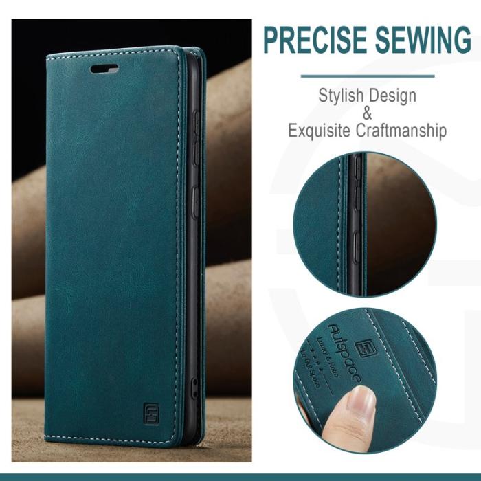 AUTSPACE - AUTSPACE A01 Samsung Galaxy S23+ Fodral - Äkta läder - Blå