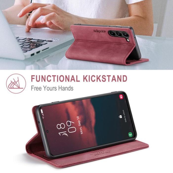 AUTSPACE - AUTSPACE A01 Samsung Galaxy S23 Fodral - PU Läder - Röd