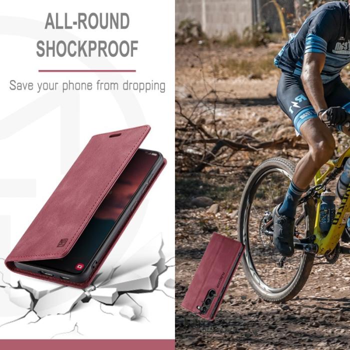 AUTSPACE - AUTSPACE A01 Samsung Galaxy S23 Fodral - PU Läder - Röd