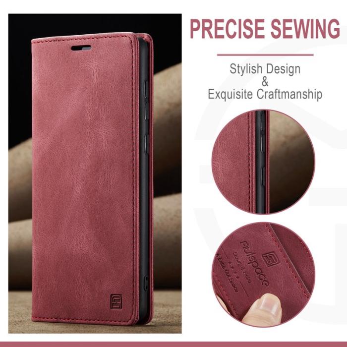 AUTSPACE - AUTSPACE A01 Samsung Galaxy S23 Fodral - PU Läder - Röd