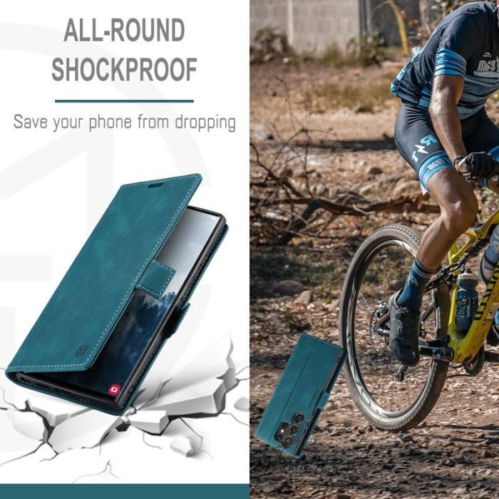 AUTSPACE - AUTSPACE A01 Samsung Galaxy S23 Ultra Fodral Äkta läder - Blå