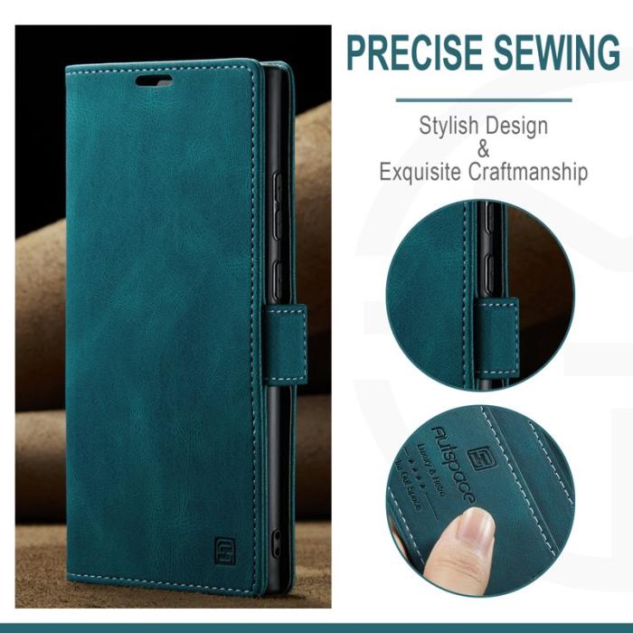 AUTSPACE - AUTSPACE A01 Samsung Galaxy S23 Ultra Fodral Äkta läder - Blå