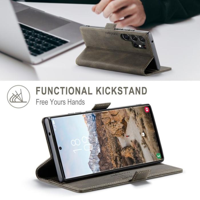 AUTSPACE - AUTSPACE A01 Samsung Galaxy S23 Ultra Fodral - Äkta läder - Kaffe