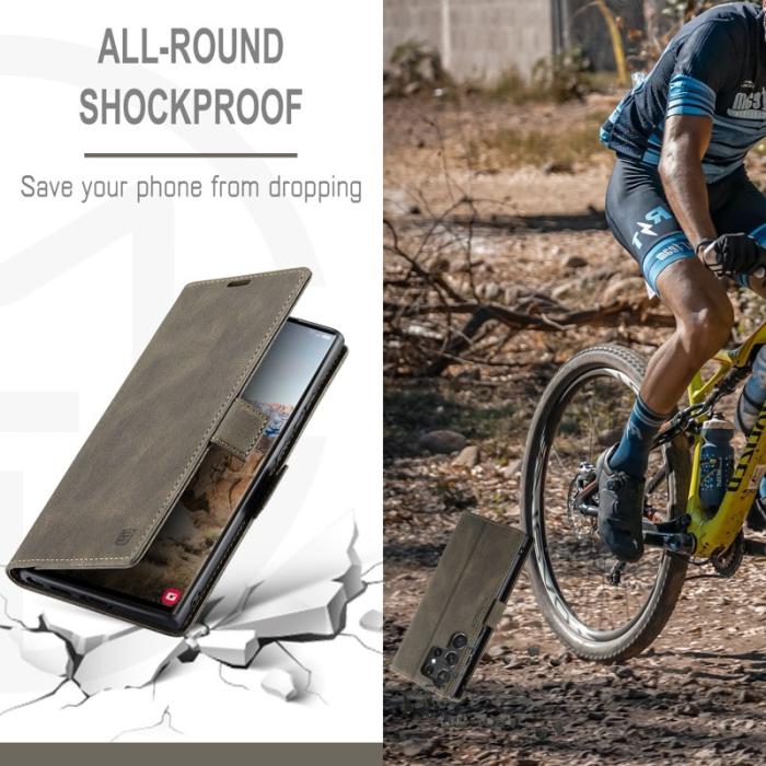 AUTSPACE - AUTSPACE A01 Samsung Galaxy S23 Ultra Fodral - Äkta läder - Kaffe